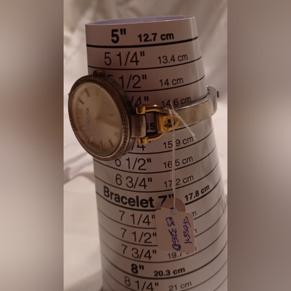 FOSSIL ES 3250 GOLD/SILVER BRACELET WATCH WITH CRYSTALS - Picture 2 of 8